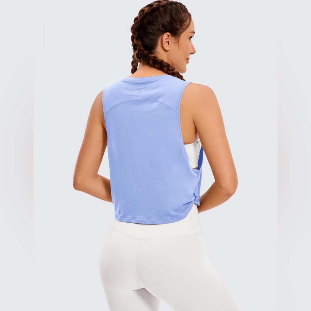 CRZ YOGA Pima Cotton Large Armhole Tank Tops Periwinkle Purple Size Medium - Picture 8 of 11